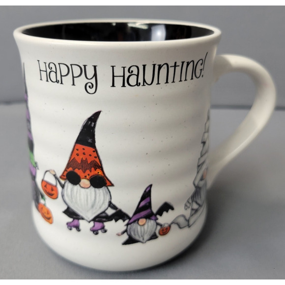 Cobwebs & Cauldrons Happy Haunting Gnomes Mug Coffee Cup Costumes 16oz Ribbed - Picture 3 of 10